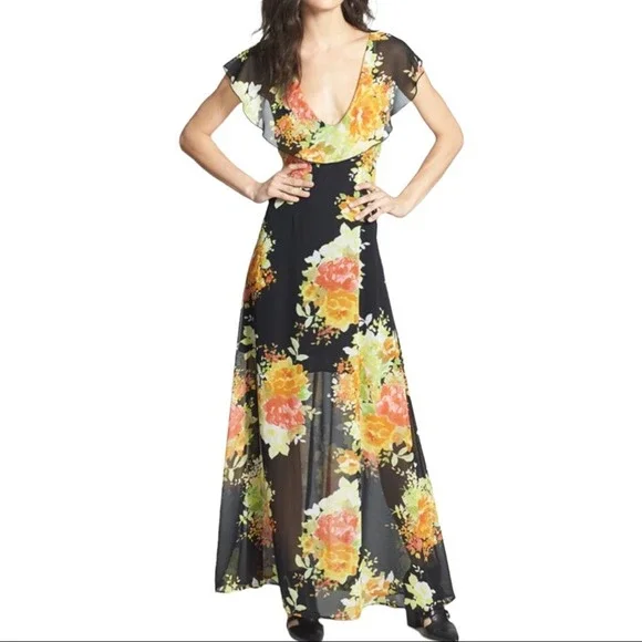 June & Hudson Dresses | June & Hudson | Black Off The Shoulder Floral Boho Chiffon Maxi Dress | Color: Black/Yellow | Size: S | Shop_Amandacola's June & Hudson Dresses | June & Hudson | Black Off The Shoulder Floral Boho Chiffon Maxi Dress | Color: Black/Yellow | Size: S | Shop_Amandacola's
